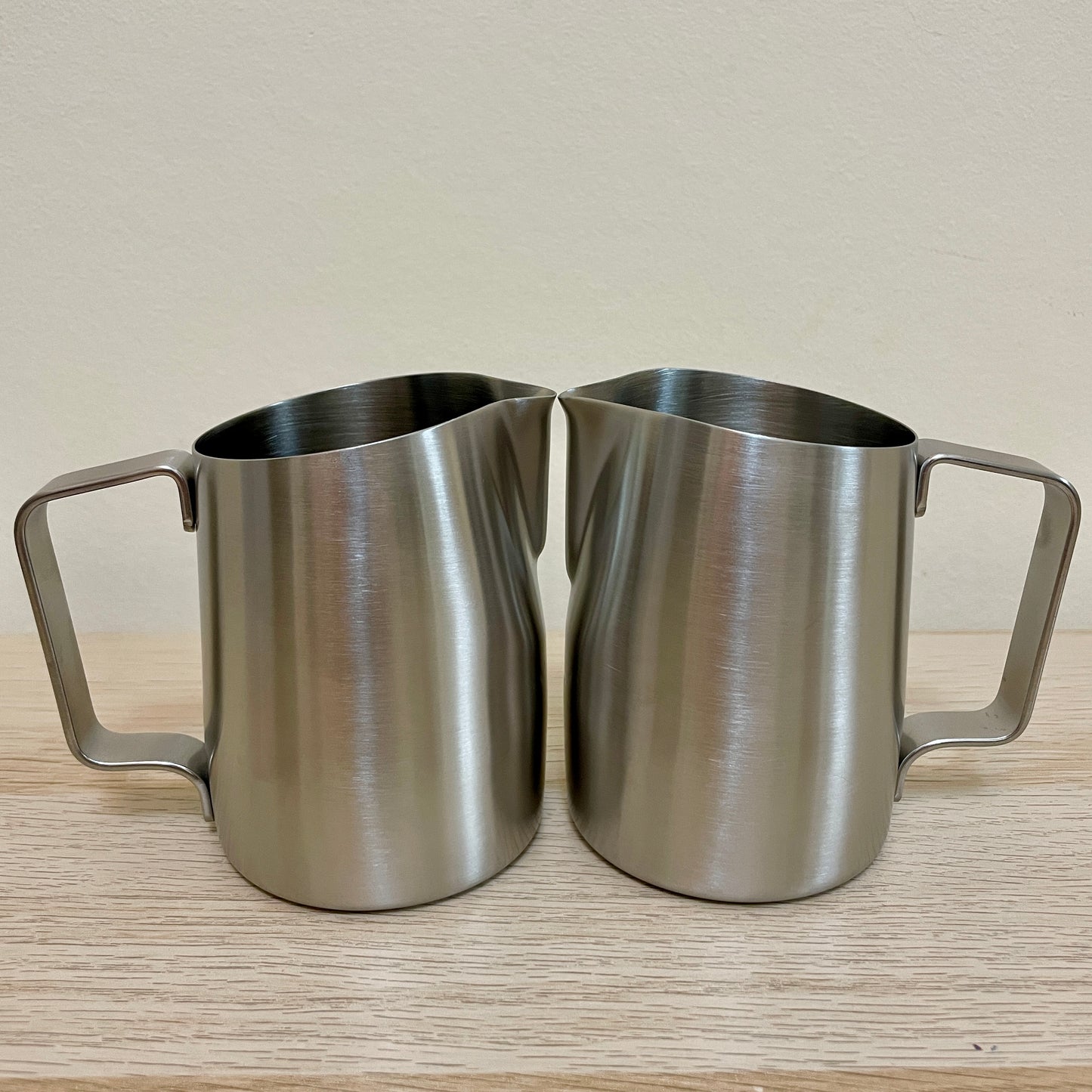 450mL Brushed Steel Latte Art Jug - #06 Round - #07 Sharp - Homey Koffee