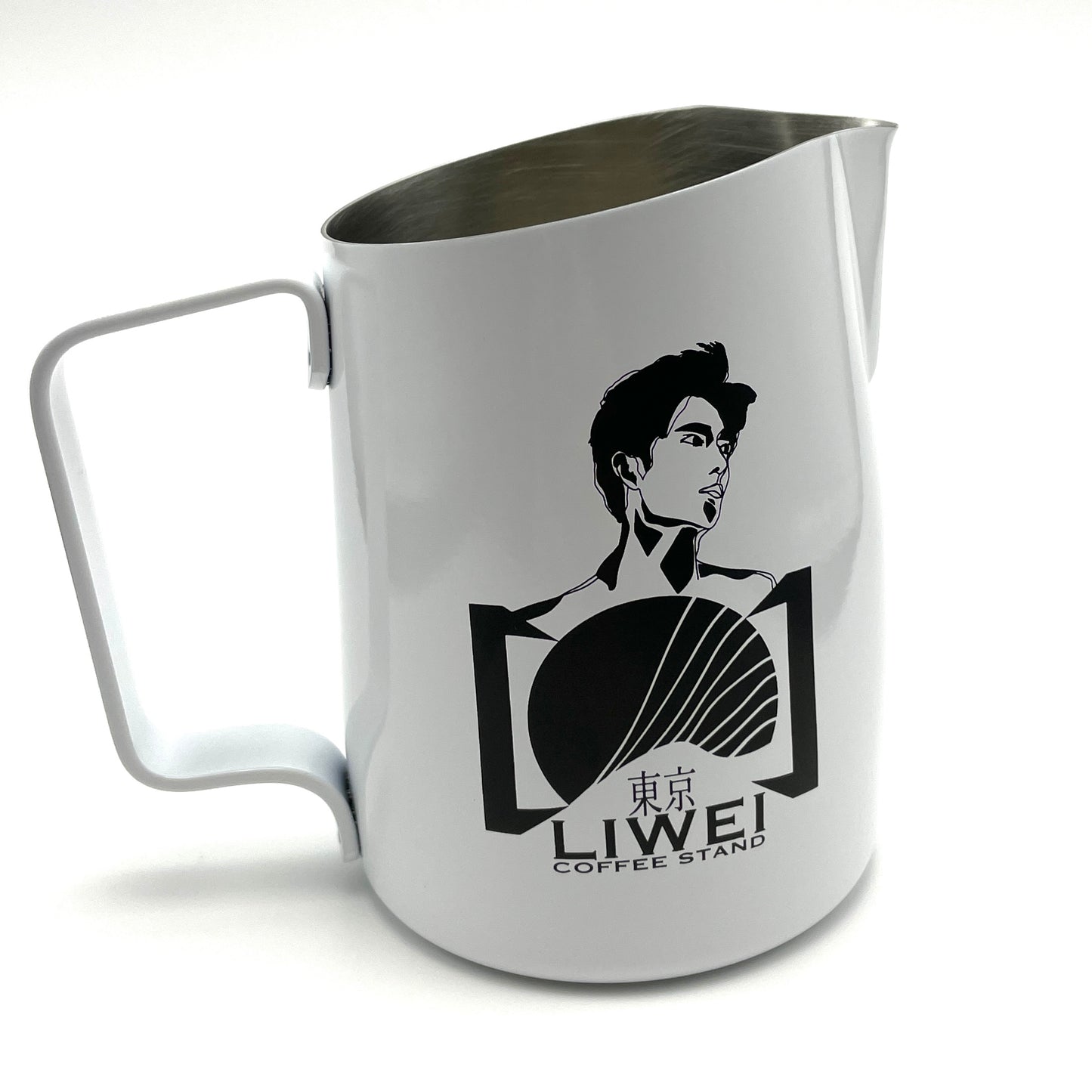 450mL White Latte Art Milk Jug - #06 Round Spout (LIWEI)