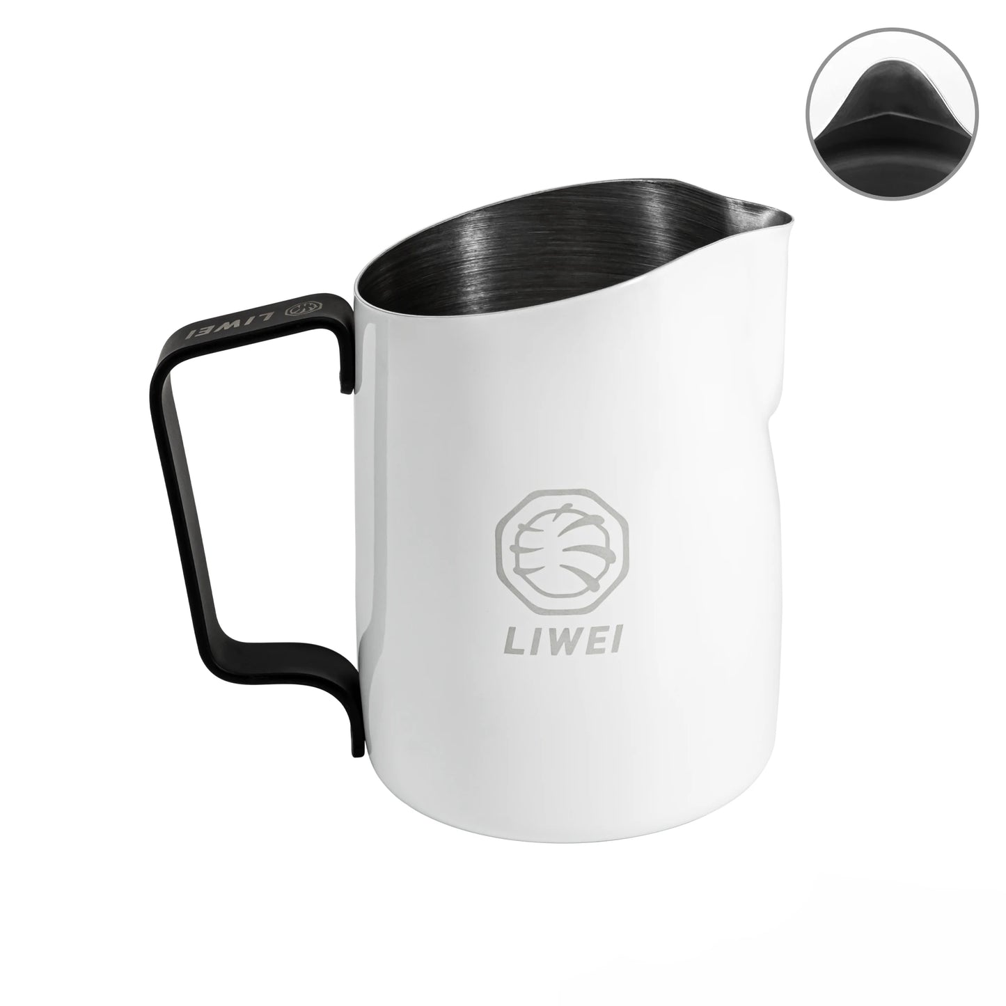 450mL Black & White Latte Art Milk Jug - #06 Round Spout (LIWEI)