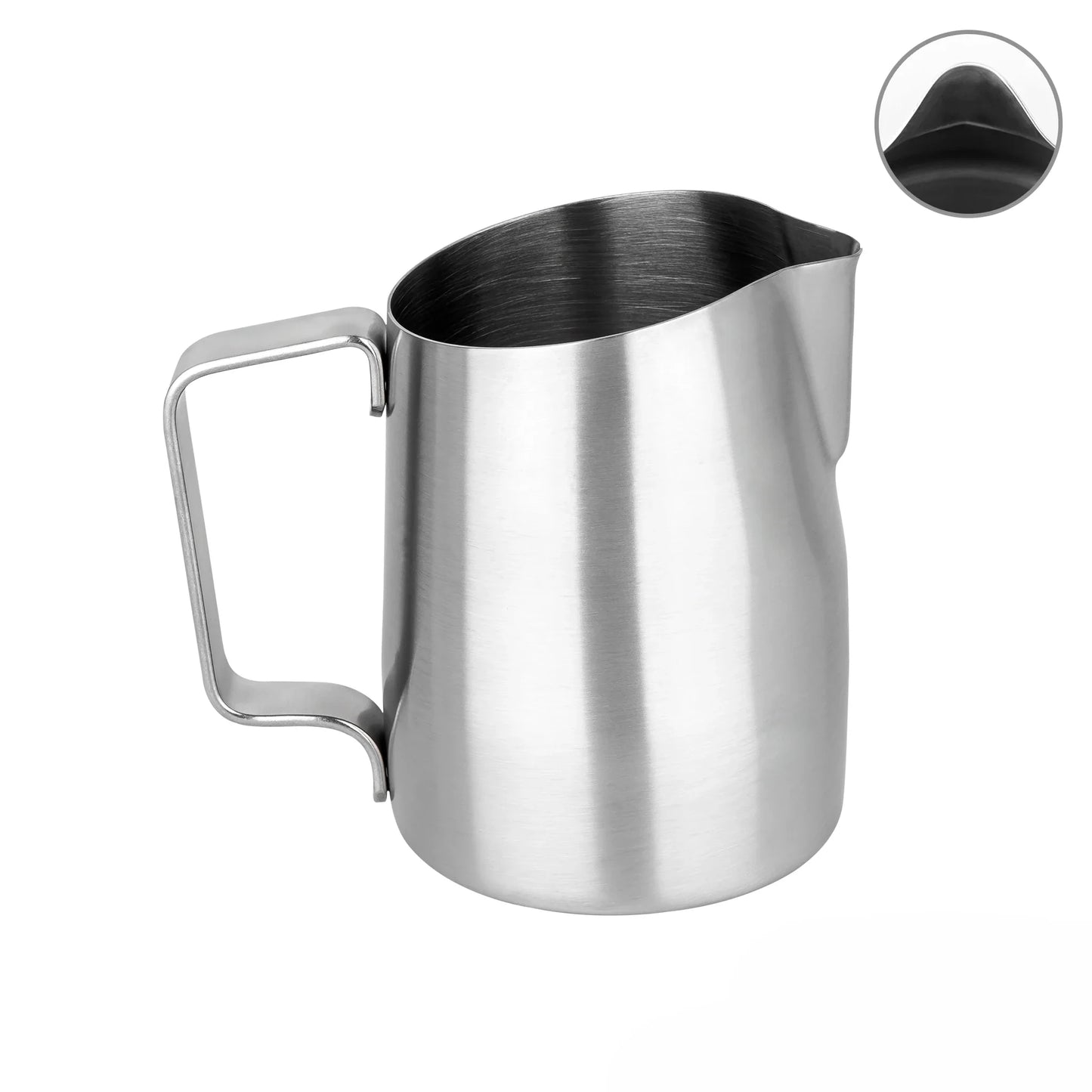 450mL Brushed Steel Latte Art Milk Jug - #06 Round - Homey Koffee