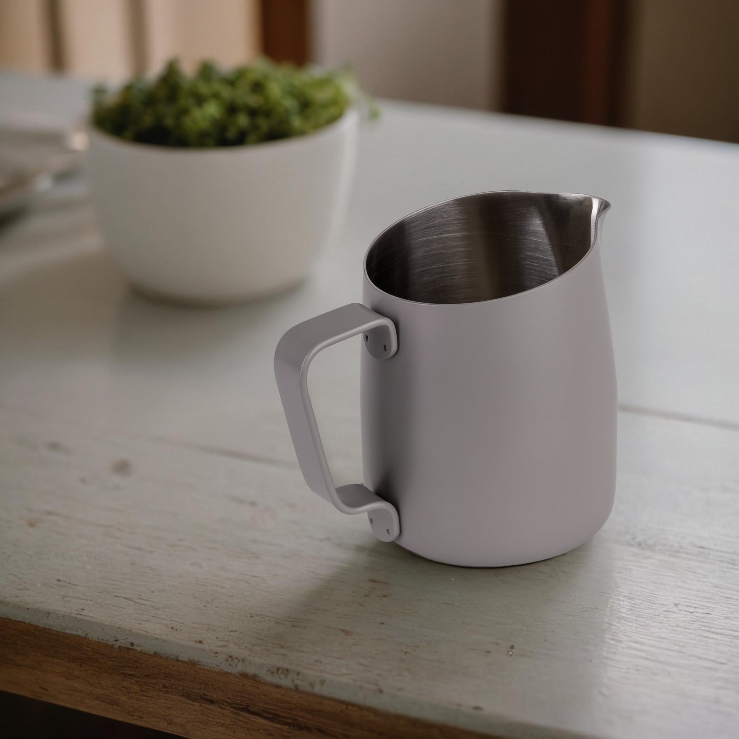 300mL Cinder Grey Latte Art Jug - #06 Round - Homey Koffee