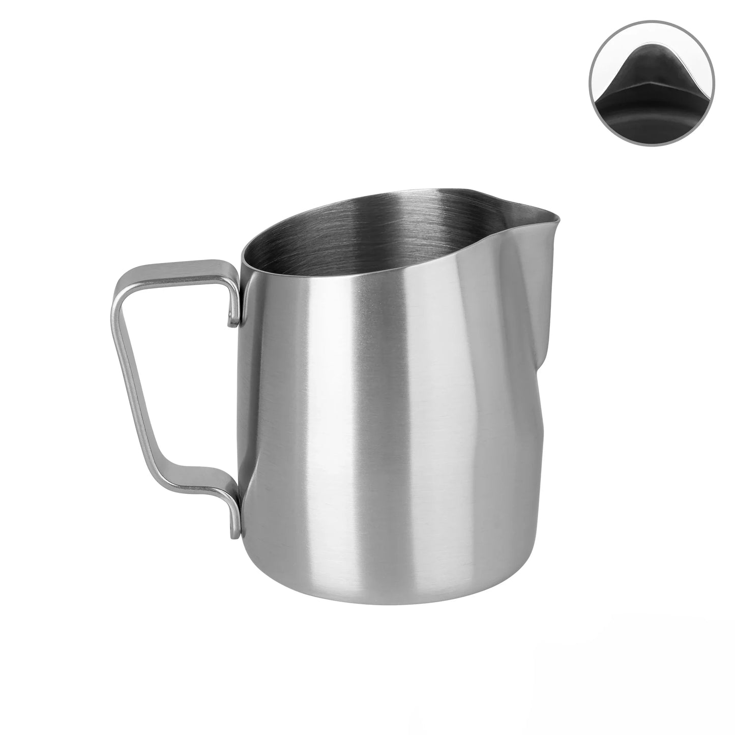300mL Brushed Steel Latte Art Jug - #06 Round - Homey Koffee