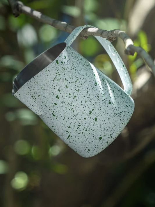 450mL Speckled White & Green Latte Art Jug - #06 Round (Ludaoqiang)